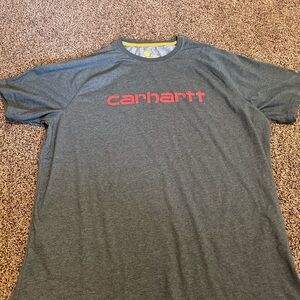 Carhartt Men's Charcoal Tee with Pink Logo